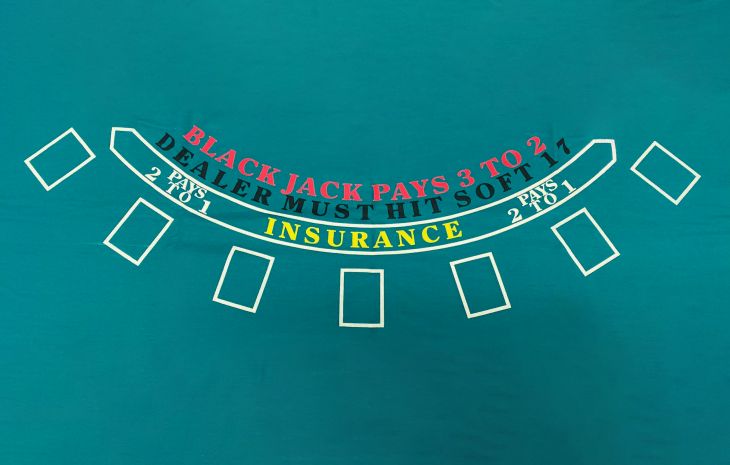 75" x 62" Blackjack Layout, Blackjack Pays 2-1, No Insurance, Green (Billiard Cloth) main image